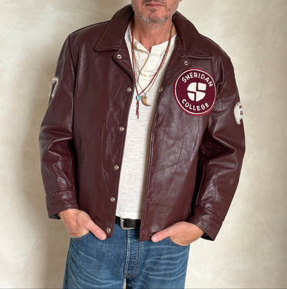 Size 44US / 54EU Vintage Varsity Leather Jacket – Canadian Made – College Style-AJ357 Studio