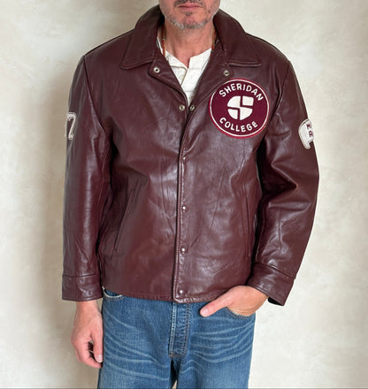Size 44US / 54EU Vintage Varsity Leather Jacket – Canadian Made – College Style-AJ357 Studio