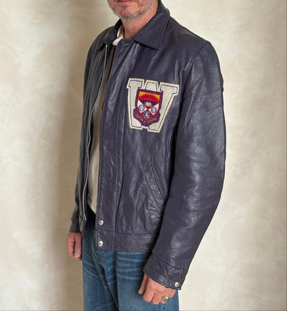 Size 42US / 52EU Vintage Leather Hockey Jacket Men’s – Soft Canadian Leather – Made in Canada-AJ357 Studio