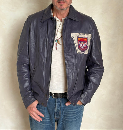 Size 42US / 52EU Vintage Leather Hockey Jacket Men’s – Soft Canadian Leather – Made in Canada-AJ357 Studio