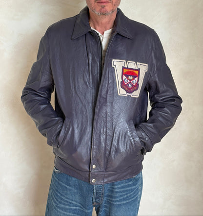 Size 42US / 52EU Vintage Leather Hockey Jacket Men’s – Soft Canadian Leather – Made in Canada-AJ357 Studio