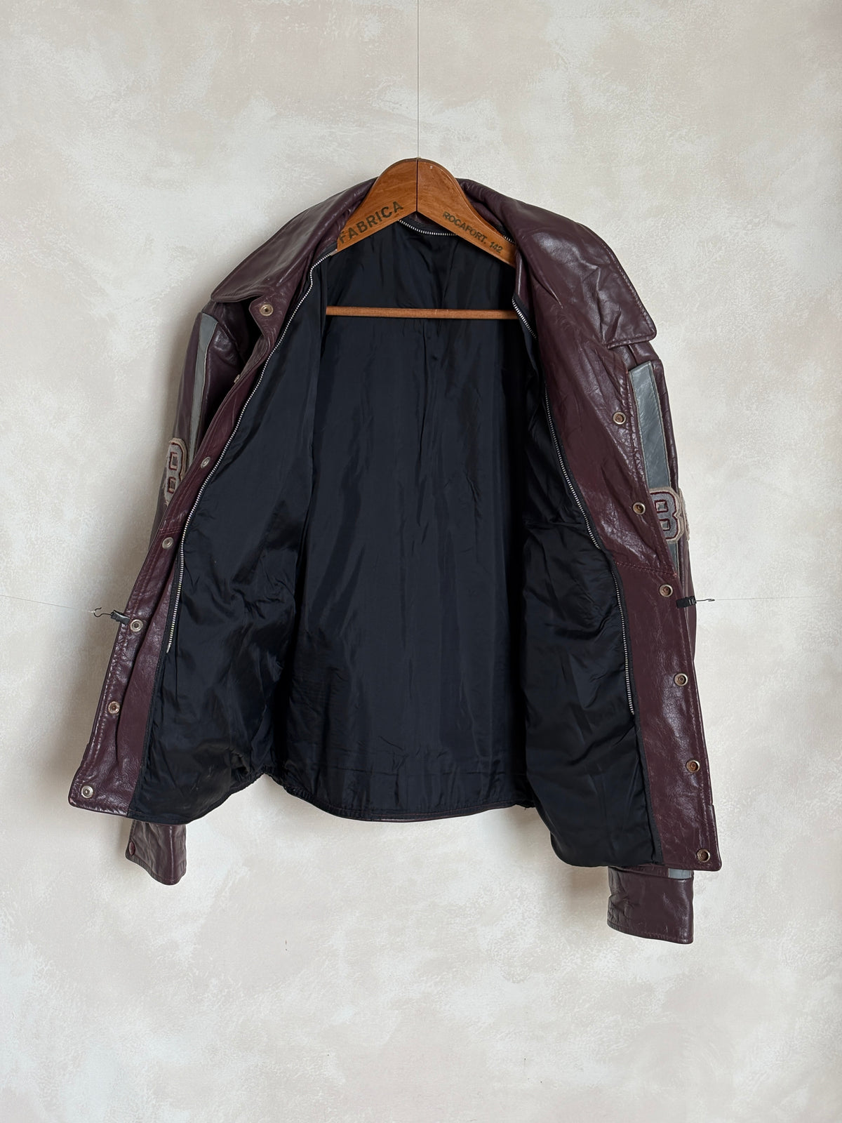 Size XL. Vintage 90s Varsity Leather Jacket – Canadian Made – College Style – Soft Leather –-AJ357 Studio