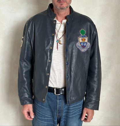 Size Large. Vintage University of Toronto Leather Varsity Jacket 1970s — Canadian College Bomber — RX Pharmacy Faculty — Made in Canada-AJ357 Studio