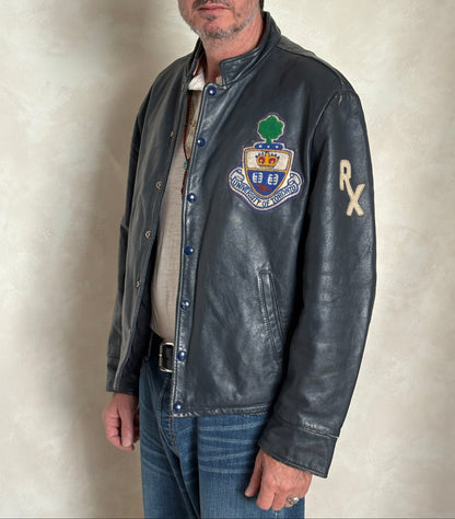 Size Large. Vintage University of Toronto Leather Varsity Jacket 1970s — Canadian College Bomber — RX Pharmacy Faculty — Made in Canada-AJ357 Studio
