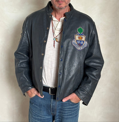 Size Large. Vintage University of Toronto Leather Varsity Jacket 1970s — Canadian College Bomber — RX Pharmacy Faculty — Made in Canada-AJ357 Studio