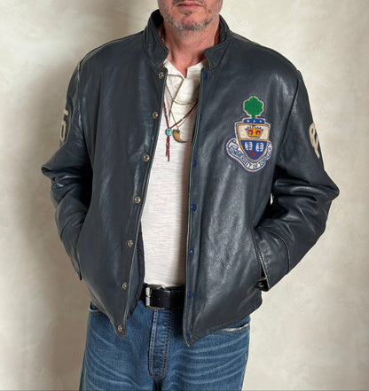 Size Large. Vintage University of Toronto Leather Varsity Jacket 1970s — Canadian College Bomber — RX Pharmacy Faculty — Made in Canada-AJ357 Studio