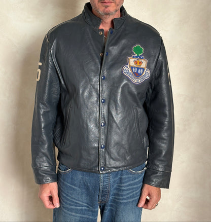 Size Large. Vintage University of Toronto Leather Varsity Jacket 1970s — Canadian College Bomber — RX Pharmacy Faculty — Made in Canada-AJ357 Studio