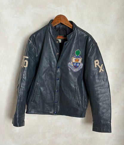 Size Large. Vintage University of Toronto Leather Varsity Jacket 1970s — Canadian College Bomber — RX Pharmacy Faculty — Made in Canada-AJ357 Studio
