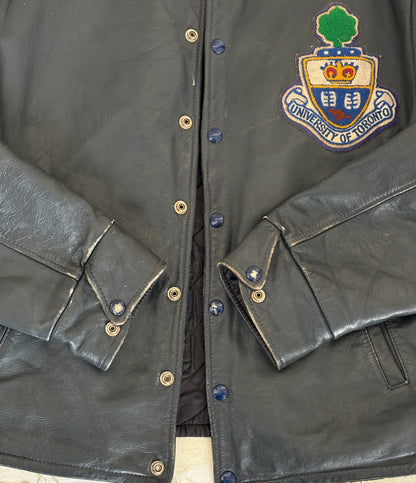 Size Large. Vintage University of Toronto Leather Varsity Jacket 1970s — Canadian College Bomber — RX Pharmacy Faculty — Made in Canada-AJ357 Studio