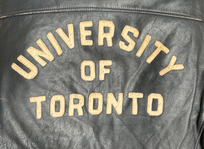 Size Large. Vintage University of Toronto Leather Varsity Jacket 1970s — Canadian College Bomber — RX Pharmacy Faculty — Made in Canada-AJ357 Studio