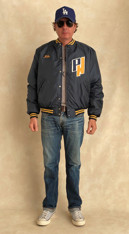 Large, Authentic 70s Nylon Union worker jacket . Embroyed-AJ357 Studio