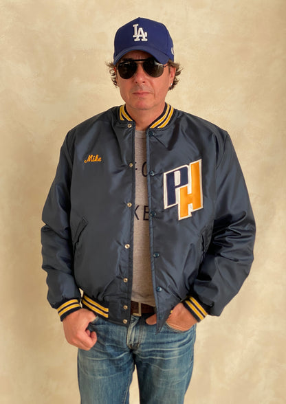 Large, Authentic 70s Nylon Union worker jacket . Embroyed-AJ357 Studio