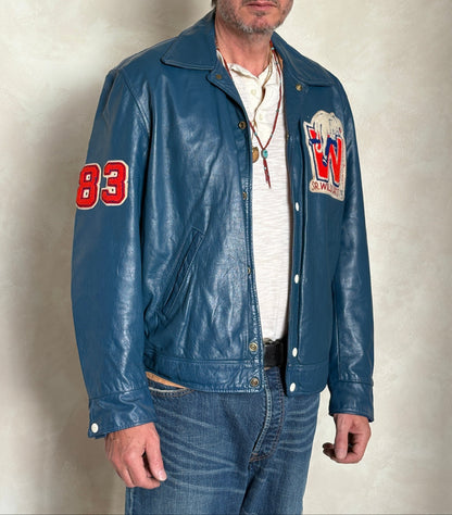 Size 42US / 52EU Vintage 1978 SR Wildcats Leather Varsity Jacket — Canadian High School Football — SSIAA Champions — Made in Canada-AJ357 Studio