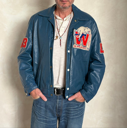 Size 42US / 52EU Vintage 1978 SR Wildcats Leather Varsity Jacket — Canadian High School Football — SSIAA Champions — Made in Canada-AJ357 Studio