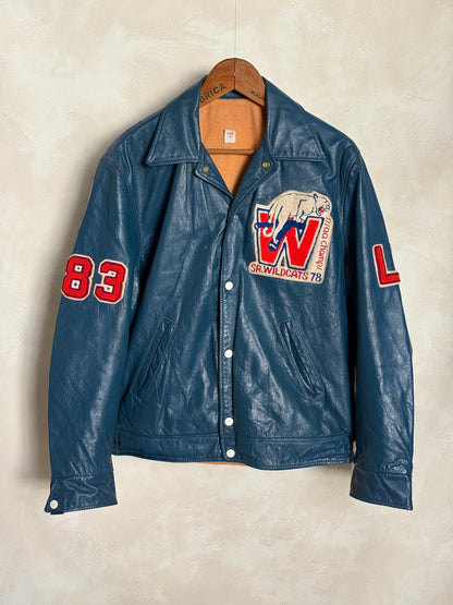 Size 42US / 52EU Vintage 1978 SR Wildcats Leather Varsity Jacket — Canadian High School Football — SSIAA Champions — Made in Canada-AJ357 Studio