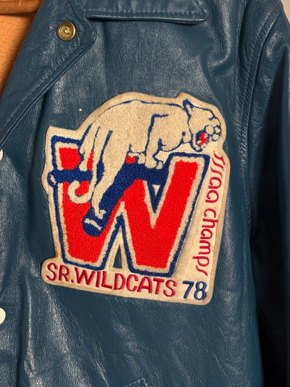 Size 42US / 52EU Vintage 1978 SR Wildcats Leather Varsity Jacket — Canadian High School Football — SSIAA Champions — Made in Canada-AJ357 Studio