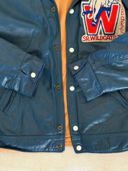 Size 42US / 52EU Vintage 1978 SR Wildcats Leather Varsity Jacket — Canadian High School Football — SSIAA Champions — Made in Canada-AJ357 Studio