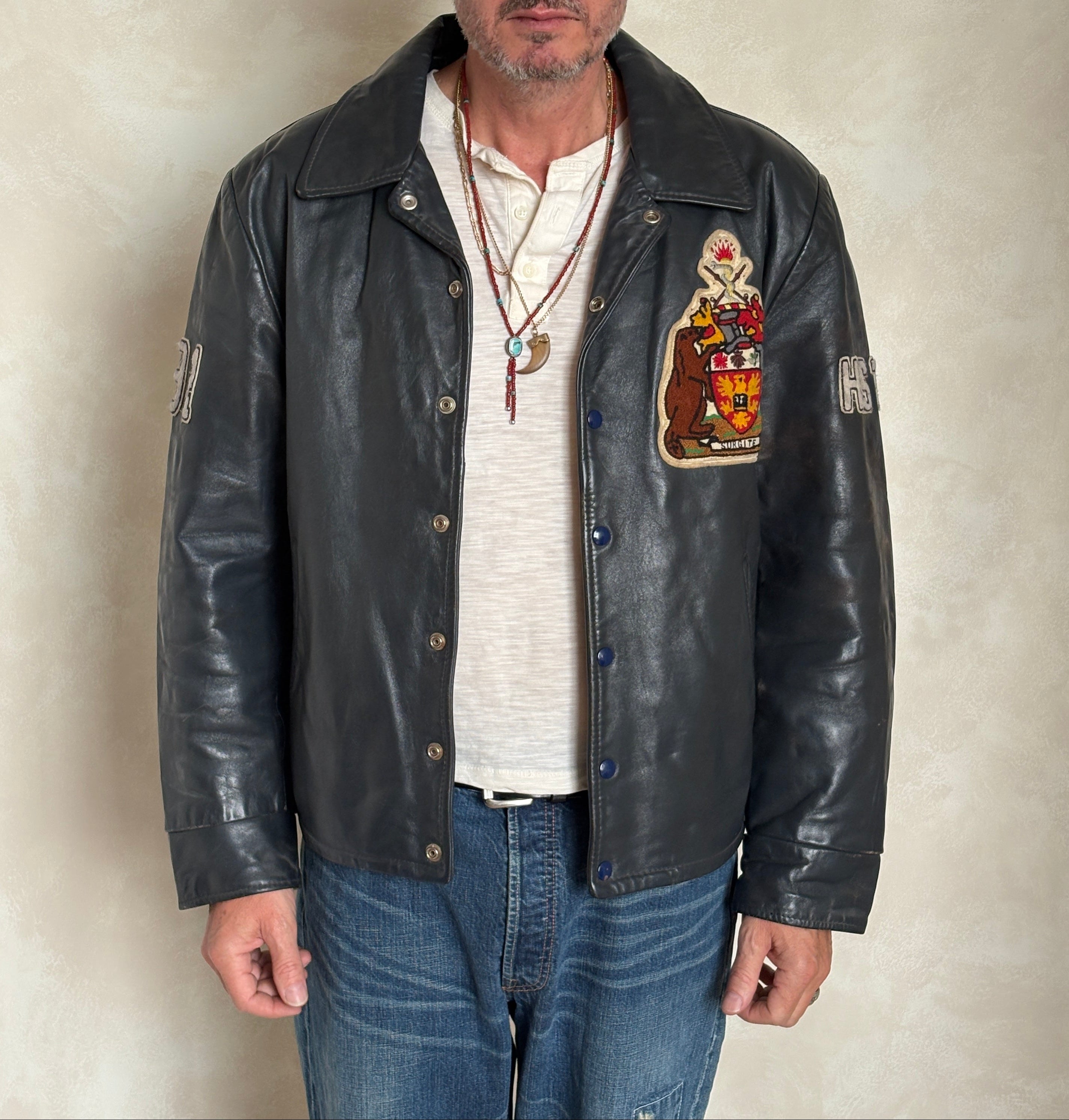 Vintage 90s Brock University Leather Jacket 48US Canada – AJ357 Studio