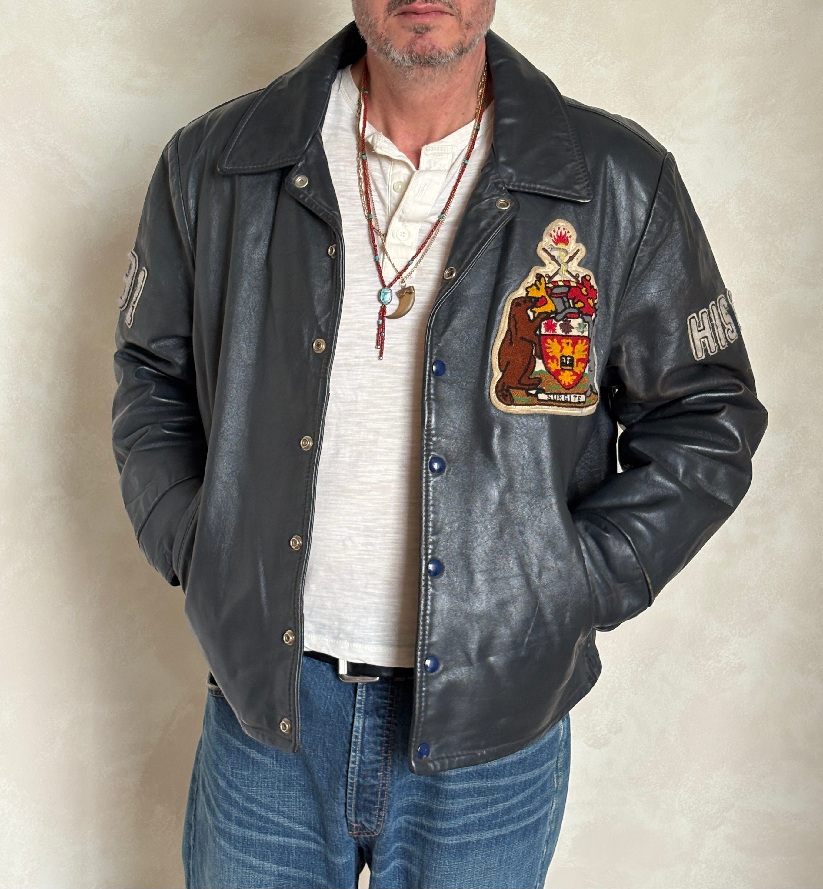 Vintage 90s Brock University Leather Jacket 48US Canada – AJ357 Studio