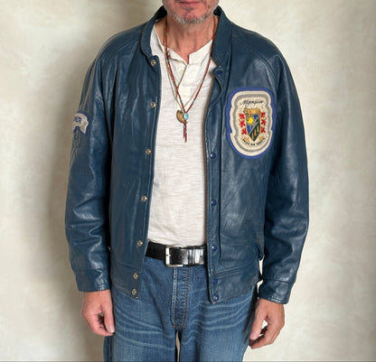Size 42US / 52EU Vintage 1980s Algonquin College Leather Varsity Jacket — Business Department Bomber — Canadian University Jacket-AJ357 Studio