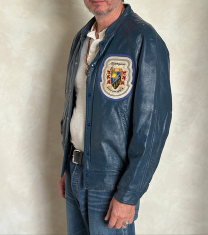 Size 42US / 52EU Vintage 1980s Algonquin College Leather Varsity Jacket — Business Department Bomber — Canadian University Jacket-AJ357 Studio