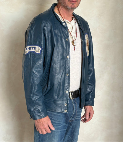 Size 42US / 52EU Vintage 1980s Algonquin College Leather Varsity Jacket — Business Department Bomber — Canadian University Jacket-AJ357 Studio