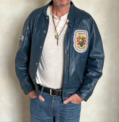 Size 42US / 52EU Vintage 1980s Algonquin College Leather Varsity Jacket — Business Department Bomber — Canadian University Jacket-AJ357 Studio