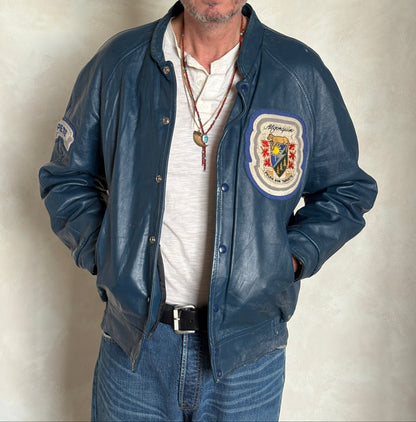 Size 42US / 52EU Vintage 1980s Algonquin College Leather Varsity Jacket — Business Department Bomber — Canadian University Jacket-AJ357 Studio