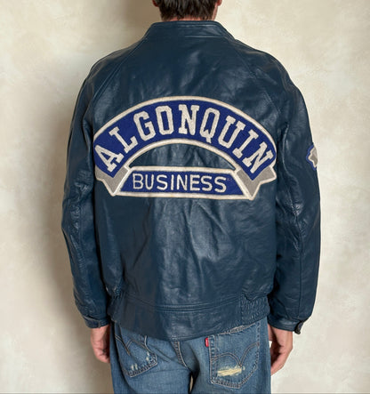 Size 42US / 52EU Vintage 1980s Algonquin College Leather Varsity Jacket — Business Department Bomber — Canadian University Jacket-AJ357 Studio