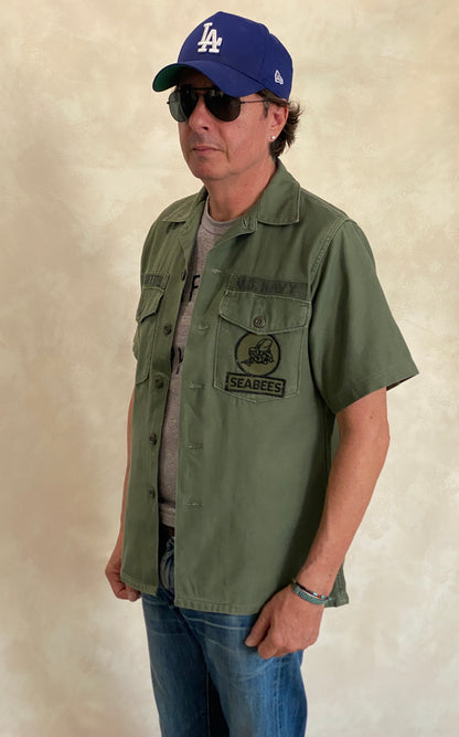Medium Authentic 1970 US Army Vintage Vietnam Fatigue Shirt | Classic Military Style | USA Vintage BCN-AJ357 Studio