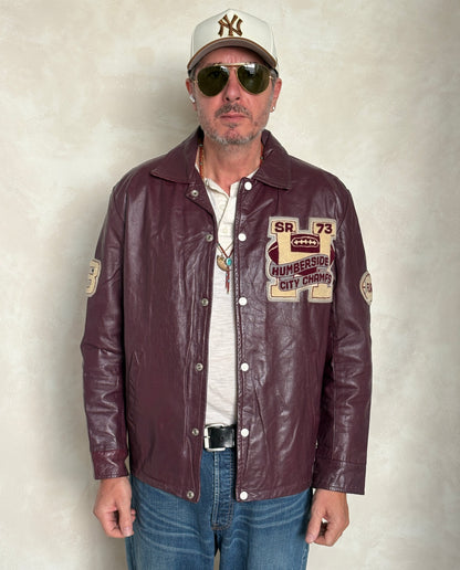 Size 42US / 52EU Vintage 1973 Humberside Collegiate Varsity Leather Jacket — Canadian High School Football — City Champs — Made in Canada-AJ357 Studio