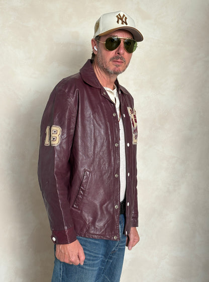 Size 42US / 52EU Vintage 1973 Humberside Collegiate Varsity Leather Jacket — Canadian High School Football — City Champs — Made in Canada-AJ357 Studio