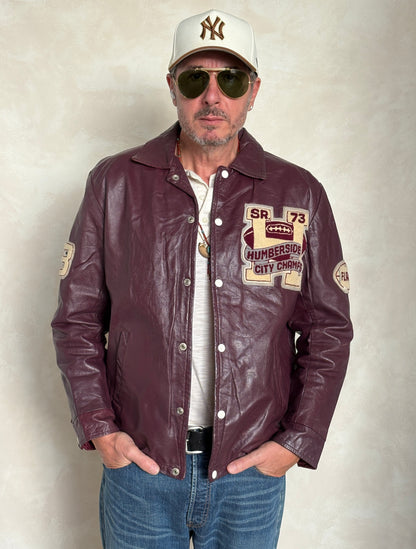 Size 42US / 52EU Vintage 1973 Humberside Collegiate Varsity Leather Jacket — Canadian High School Football — City Champs — Made in Canada-AJ357 Studio