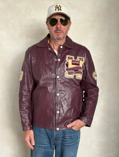 Size 42US / 52EU Vintage 1973 Humberside Collegiate Varsity Leather Jacket — Canadian High School Football — City Champs — Made in Canada-AJ357 Studio