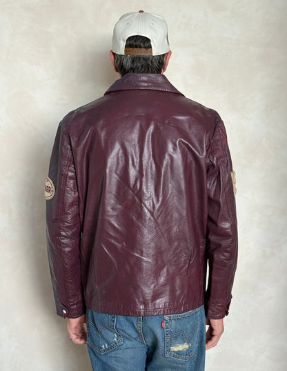 Size 42US / 52EU Vintage 1973 Humberside Collegiate Varsity Leather Jacket — Canadian High School Football — City Champs — Made in Canada-AJ357 Studio