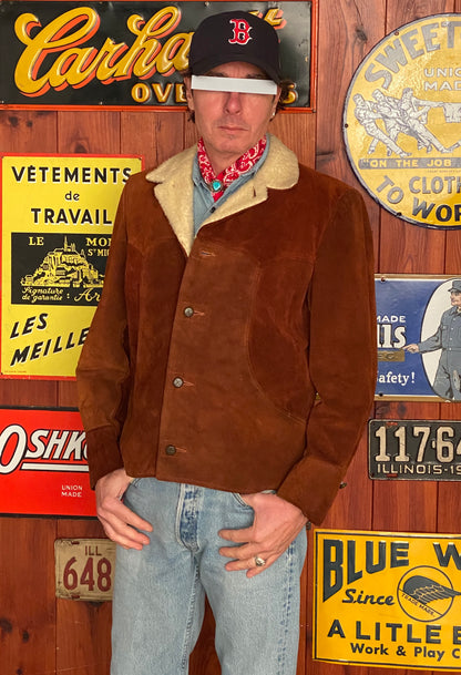 Size 40US Reg (50EU). Vintage suede ranch jacket made in USA-AJ357 Studio