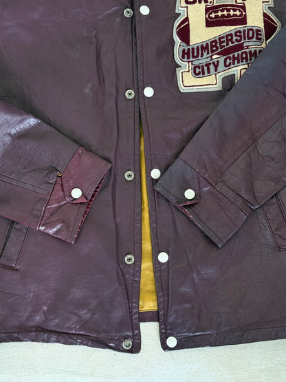 Size 42US / 52EU Vintage 1973 Humberside Collegiate Varsity Leather Jacket — Canadian High School Football — City Champs — Made in Canada-AJ357 Studio