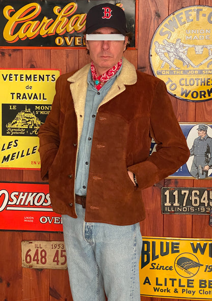 Size 40US Reg (50EU). Vintage suede ranch jacket made in USA-AJ357 Studio