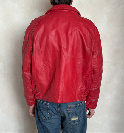 Size 44US / 54EU Vintage Leather Hockey Jacket Men’s Size 44 – Soft Canadian Leather – Made in Canada-AJ357 Studio
