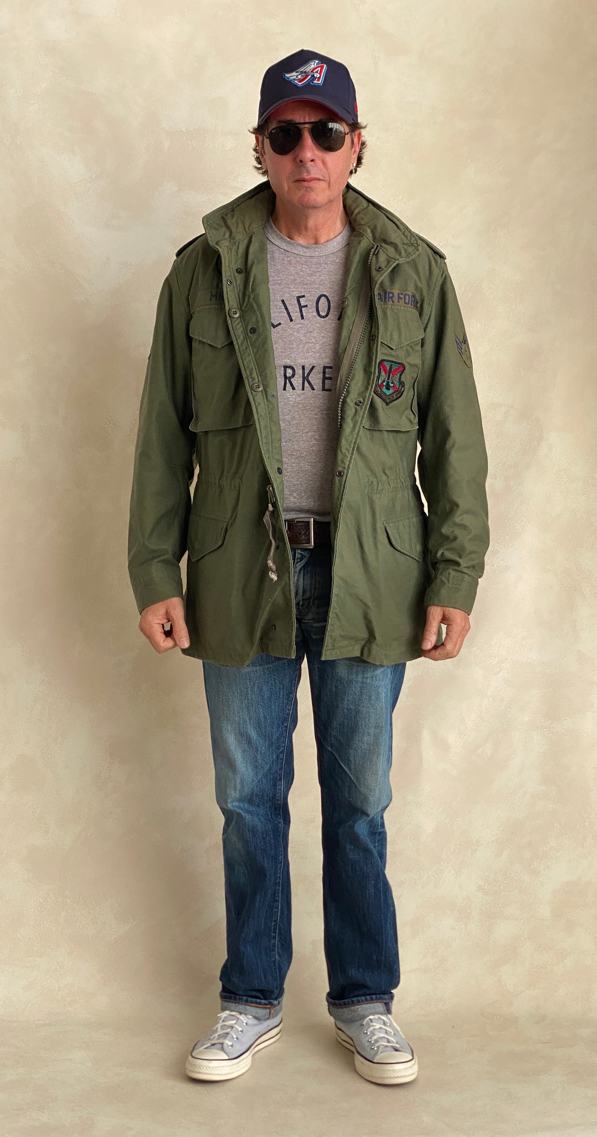 Authentic 1987 US Army M-65 field jacket, classic military vintage coat in size Medium Long