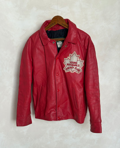 Size 44US / 54EU Vintage Leather Hockey Jacket Men’s Size 44 – Soft Canadian Leather – Made in Canada-AJ357 Studio