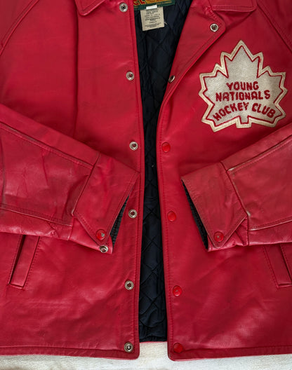 Size 44US / 54EU Vintage Leather Hockey Jacket Men’s Size 44 – Soft Canadian Leather – Made in Canada-AJ357 Studio