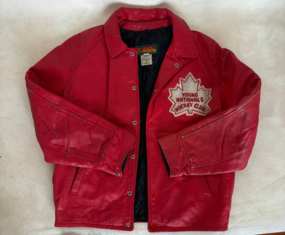 Size 44US / 54EU Vintage Leather Hockey Jacket Men’s Size 44 – Soft Canadian Leather – Made in Canada-AJ357 Studio