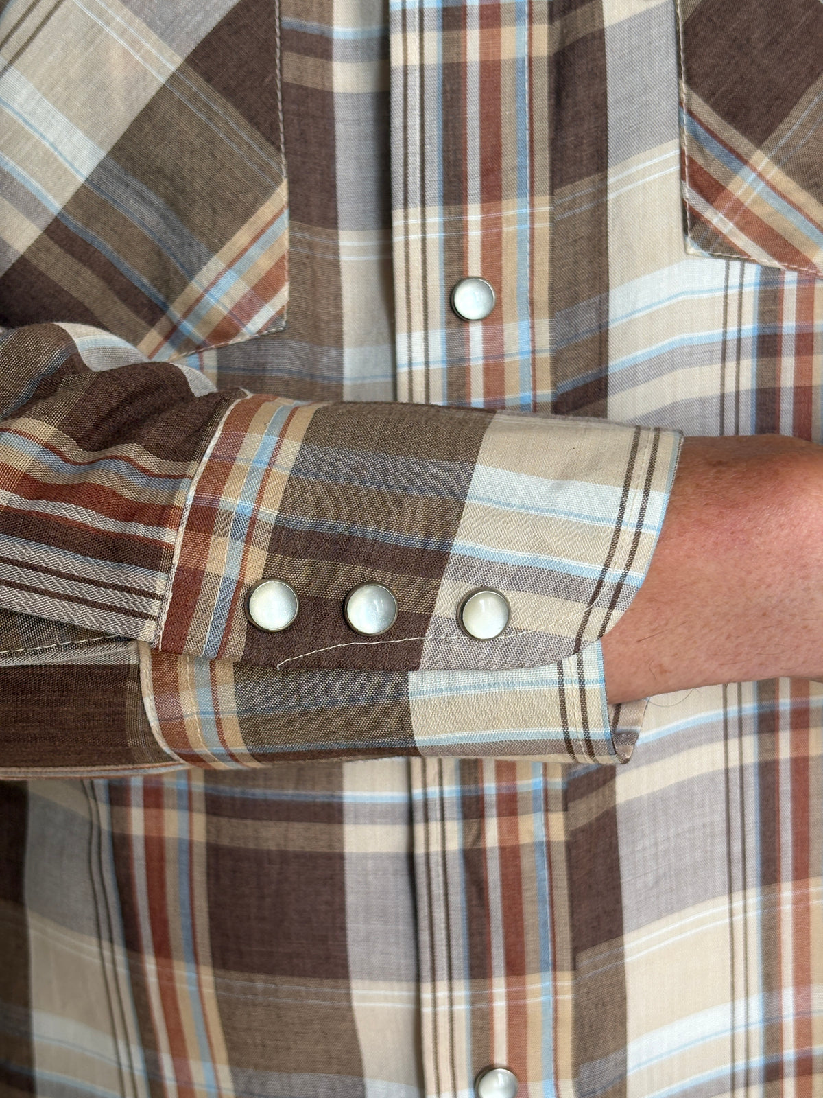 Vintage 1970s Levi’s Western Plaid Shirt — Pearl Snap — Size Medium