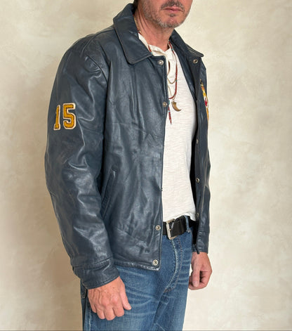 Size 42US / 52EU Vintage Leather Hockey Jacket – Soft Canadian Leather – Made in Canada-AJ357 Studio