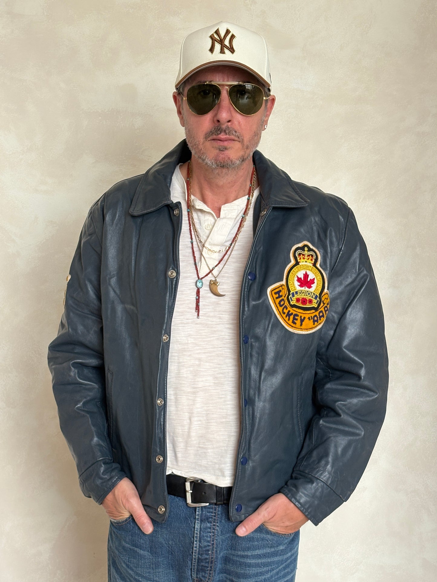 Size 42US / 52EU  Vintage Leather Hockey Jacket – Soft Canadian Leather – Made in Canada