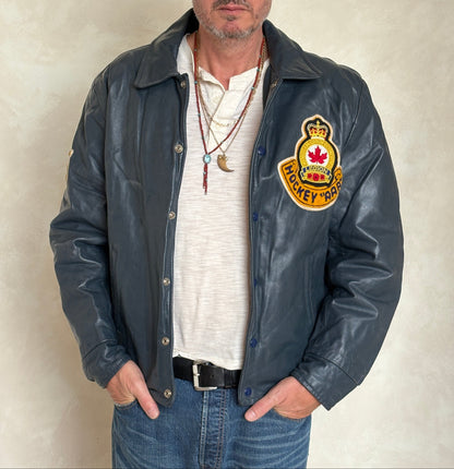 Size 42US / 52EU Vintage Leather Hockey Jacket – Soft Canadian Leather – Made in Canada-AJ357 Studio