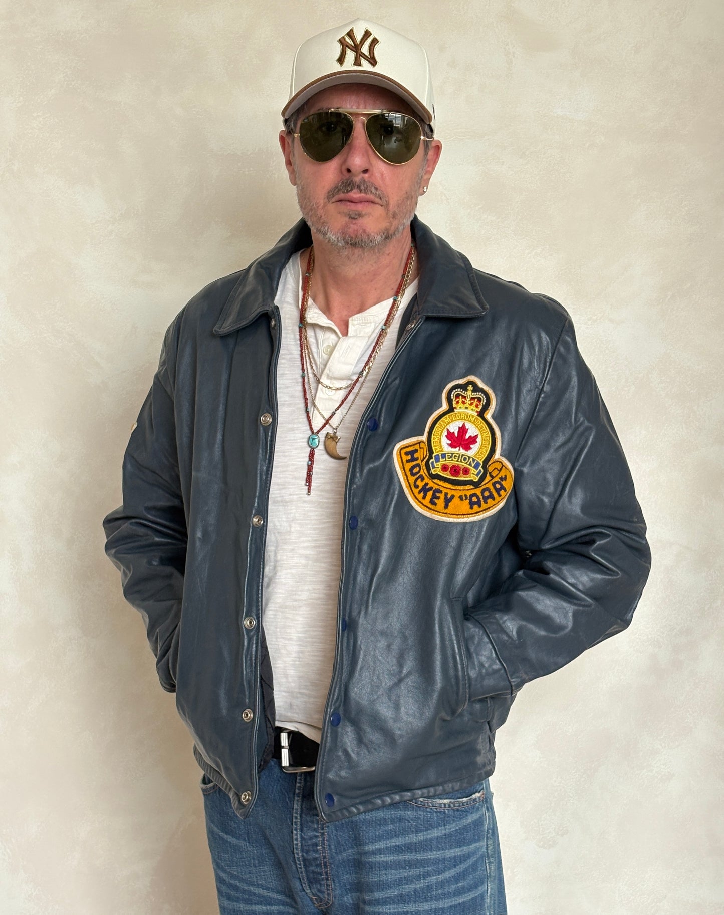 Size 42US / 52EU  Vintage Leather Hockey Jacket – Soft Canadian Leather – Made in Canada