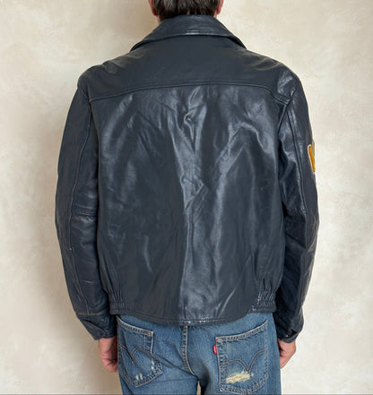 Size 42US / 52EU Vintage Leather Hockey Jacket – Soft Canadian Leather – Made in Canada-AJ357 Studio