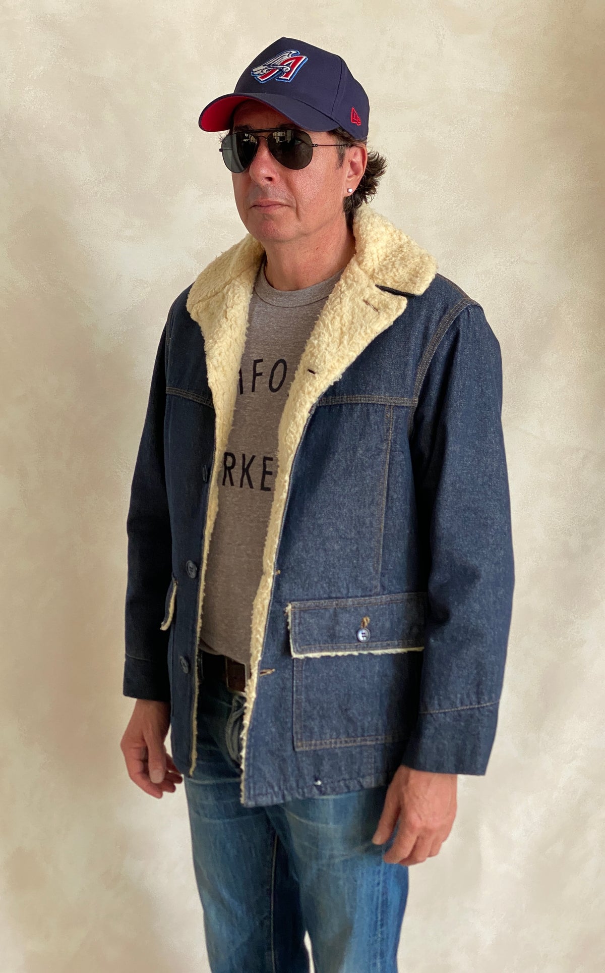 Medium Size Vintage Montgomery Ward Denim Fleece Barn Coat Chore Jacket, Made in USA - Classic Workwear Collectible-AJ357 Studio